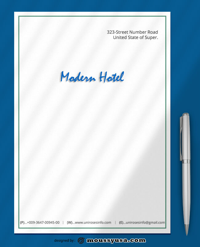 PSD Template For Modern Hotel Letterhead