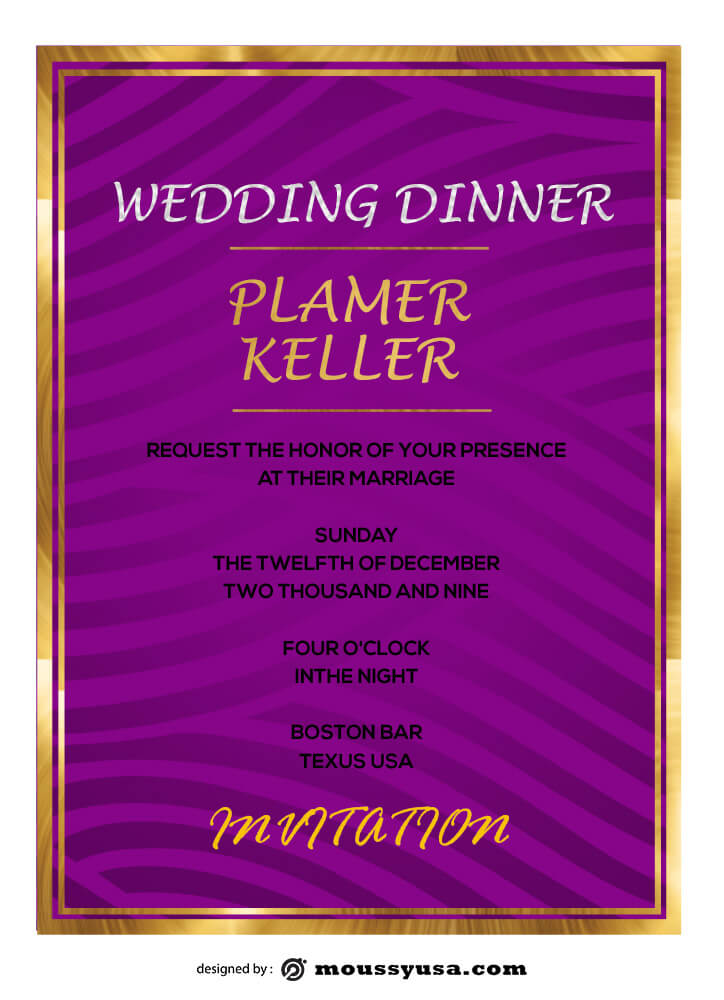 PSD Wedding Dinner Invitation Template