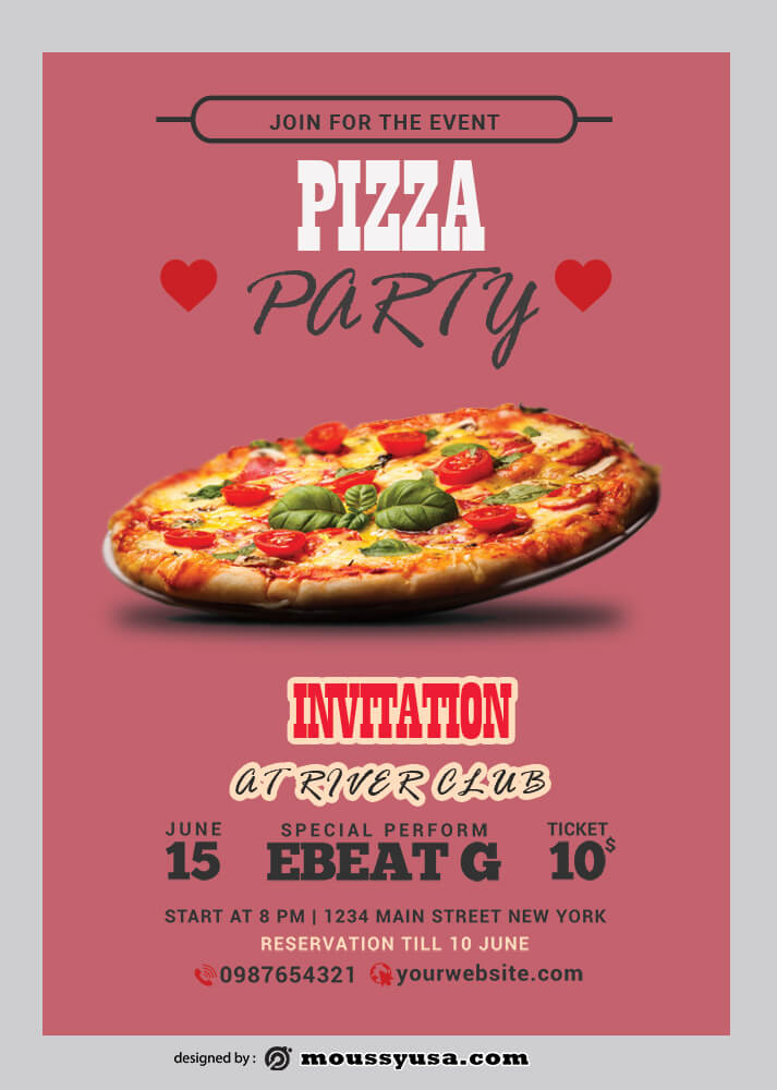 Pizza Party Invitation Design Ideas