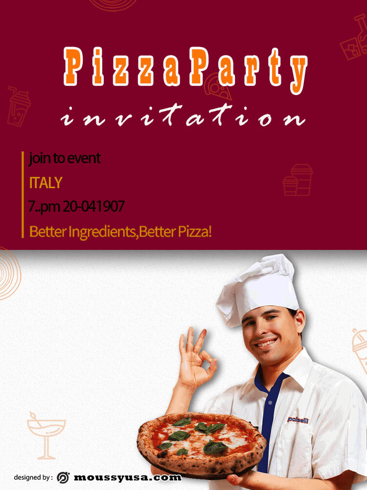 Pizza Party Invitation Template Sample