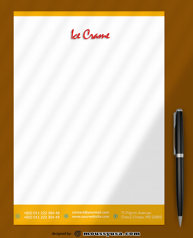 Sample Ice Crame Letterhead Template