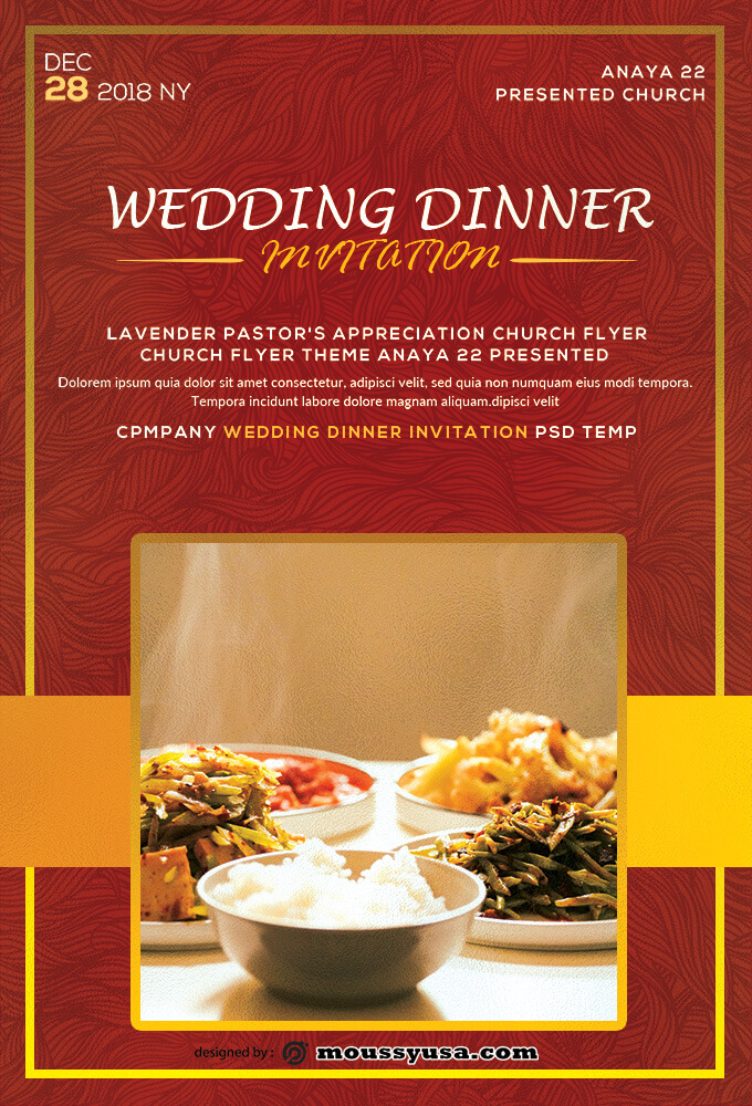 Wedding Dinner Invitation Template Sample