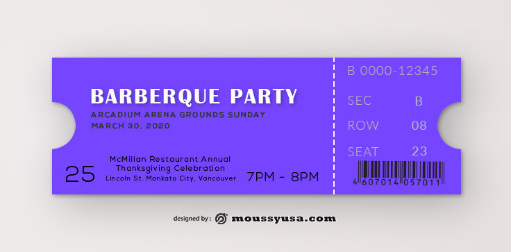 Barberque Ticket Template Design