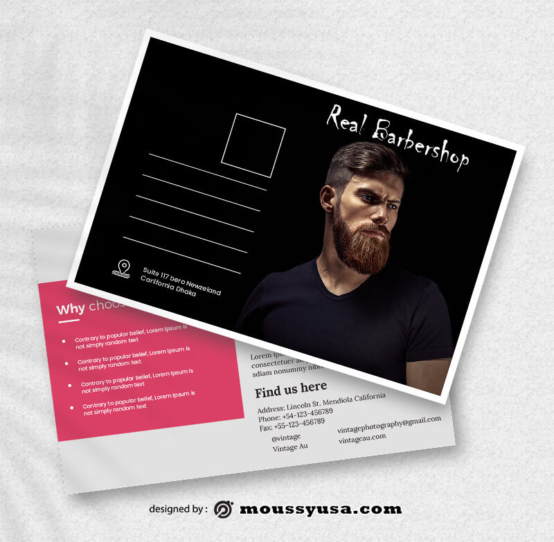 Barbershop Postcard Design PSD