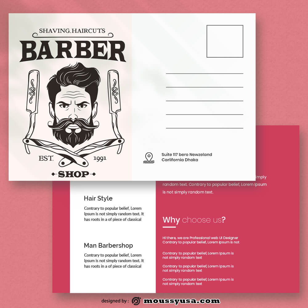 Barbershop Postcard Template Example