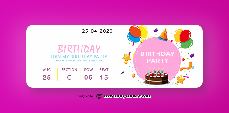 Birthday Ticket Template Sample