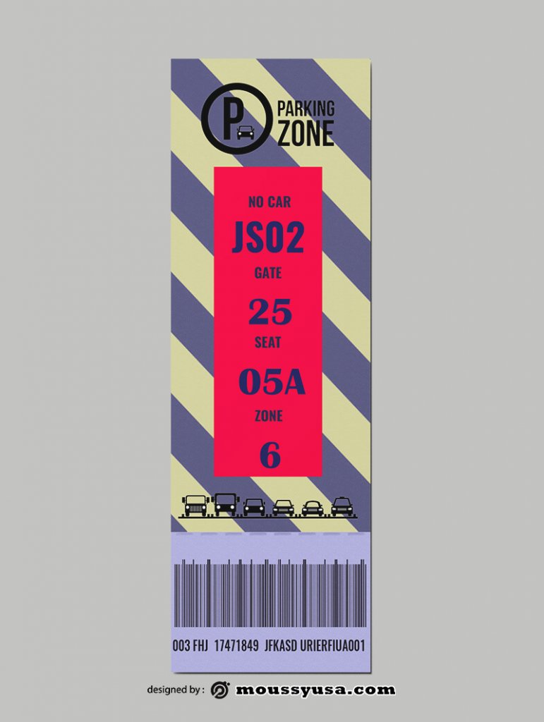 Car Parking Ticket Design PSD Mous Syusa