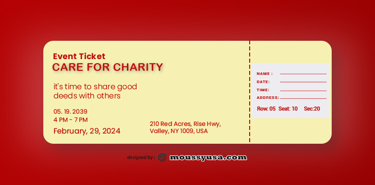 Charity Ticket Template Sample