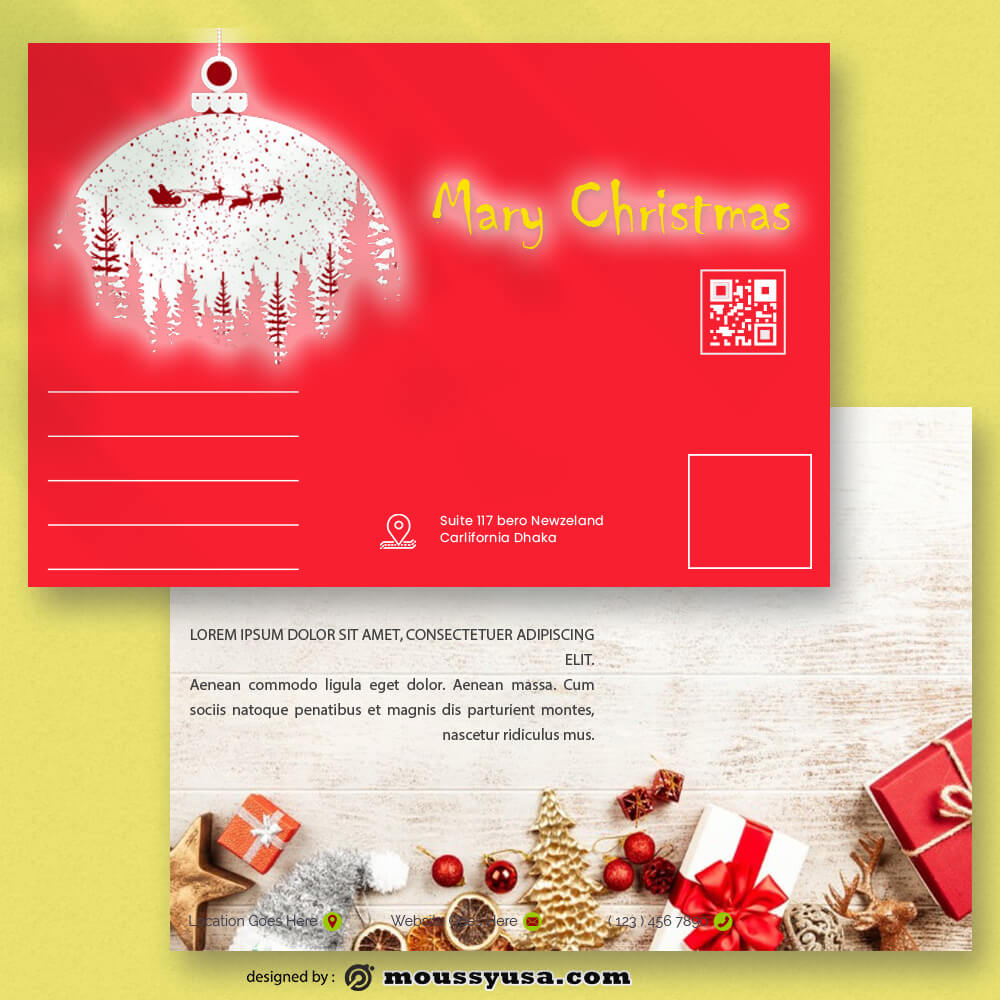 Christmas Postcard Template Sample