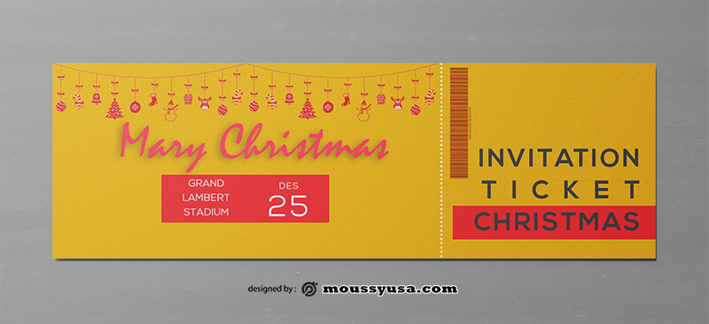 Christmat Party Ticket Design PSD