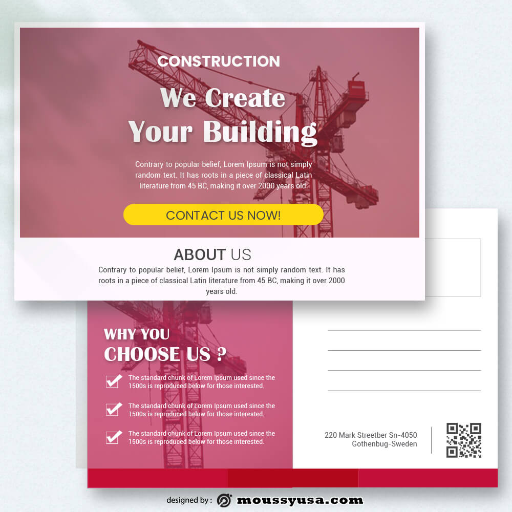 Construction Postcard Template Sample