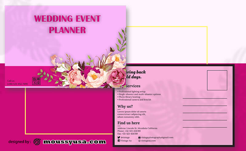 Event Planner Postcard Template Ideas