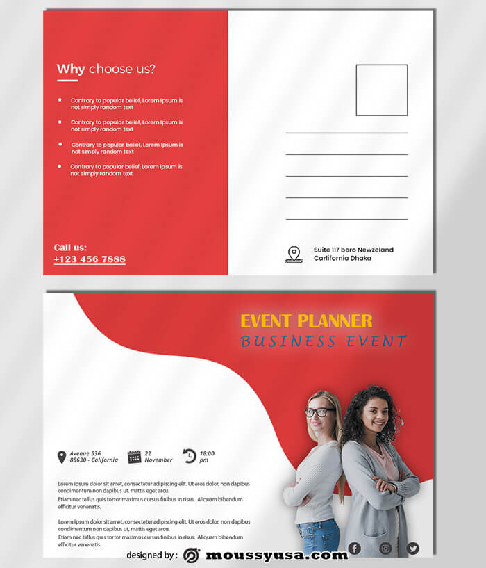 Event Planner Postcard Template Sample