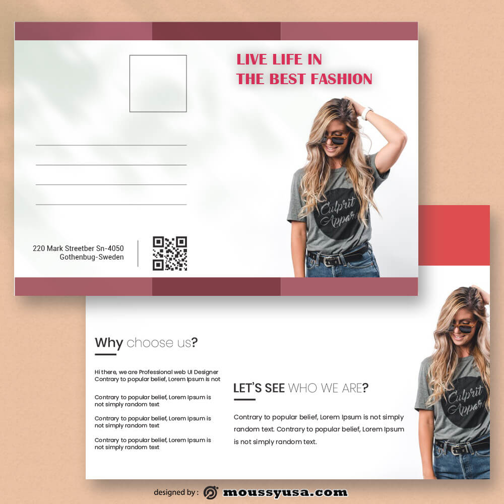 Fashion Postcard Template Example