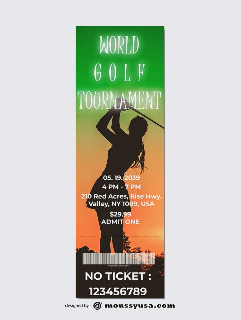 Golf Ticket Template Sample