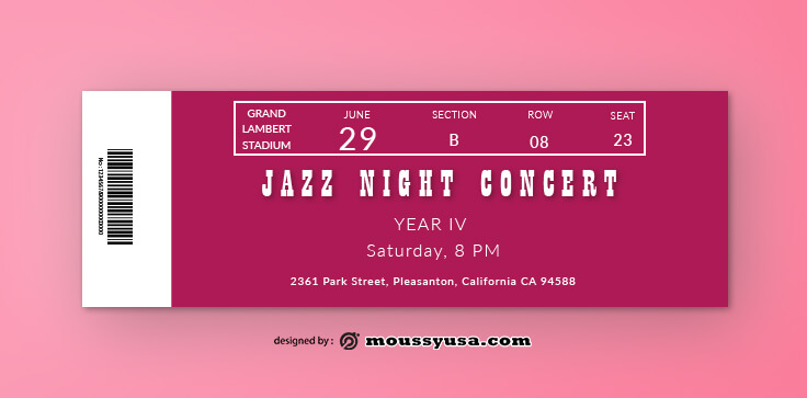 Jazz Concert Ticket Template Sample