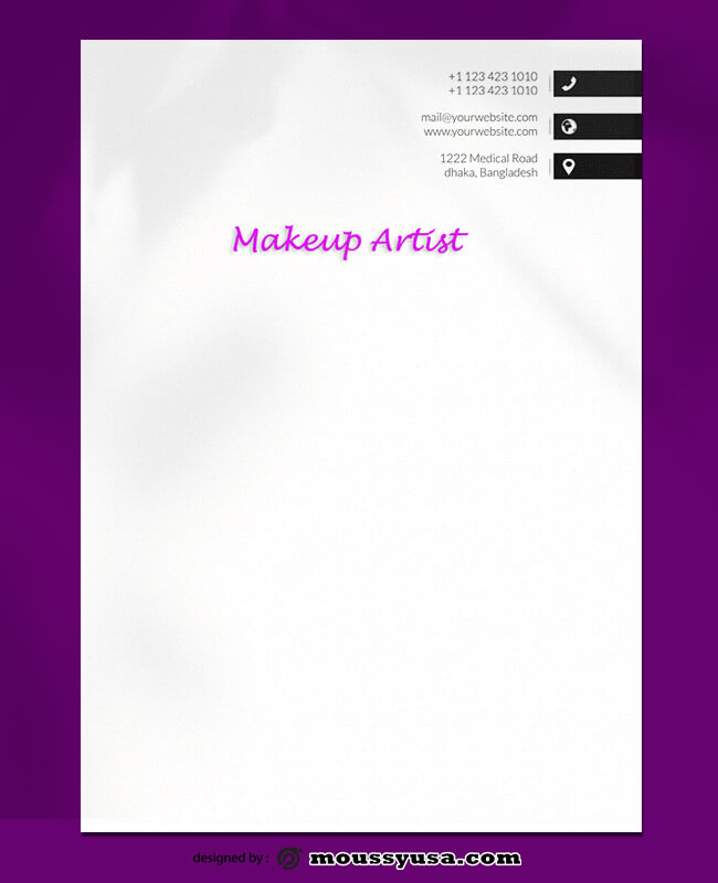 Makeup Artist Letterhead Design PSD