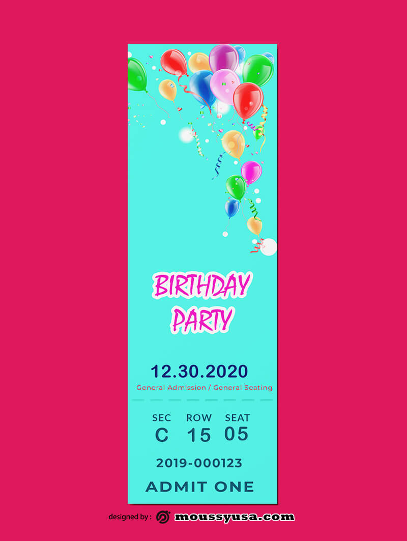 PSD Birthday Ticket Template