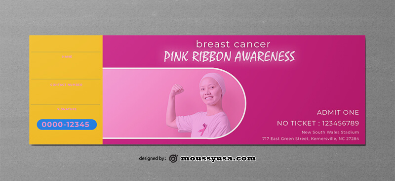 PSD Breast Cancer Ticket Template