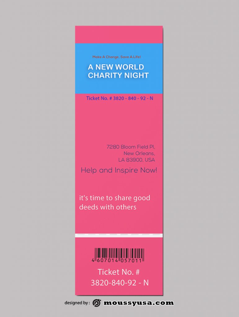 PSD Charity Ticket Template