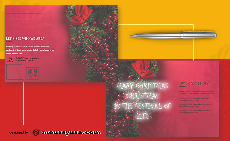 photoshop christmas post card template