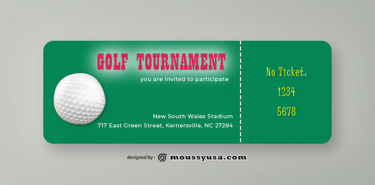 PSD Golf Ticket Template