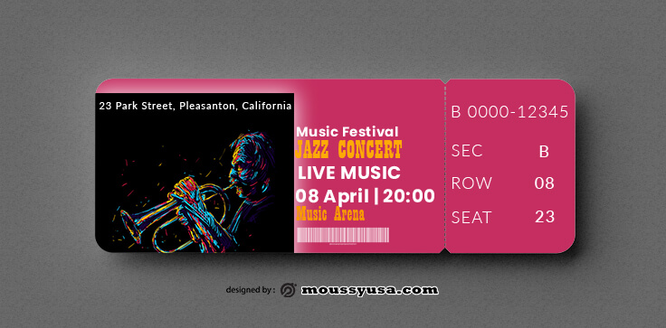 PSD Jazz Concert Ticket Template