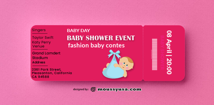 PSD Template For Baby Shower Ticket