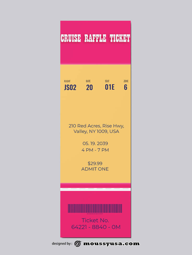 PSD Template For Cruise Raffle Ticket