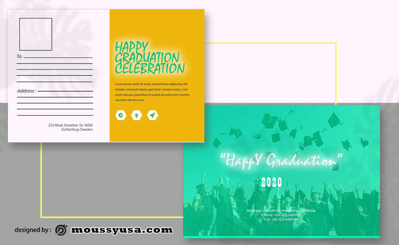 PSD Template For Graduation Postcard