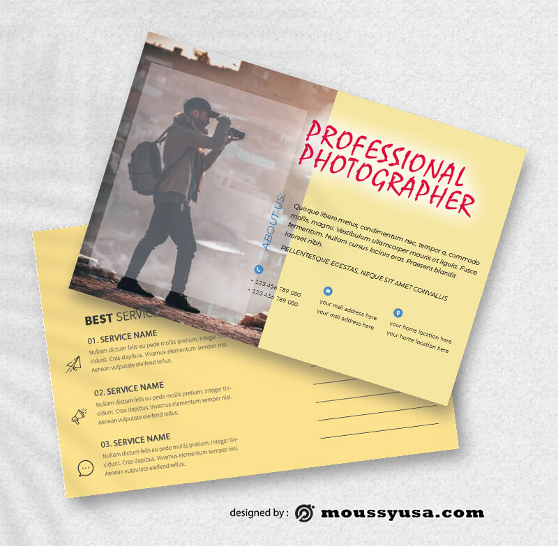 PSD Template For Photographer Postcard