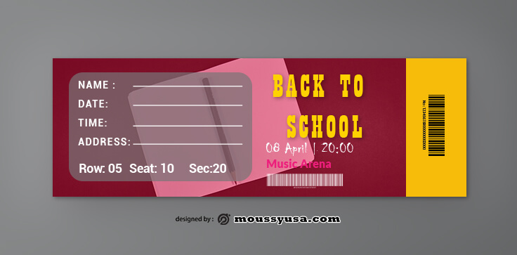 PSD Template For School Ticket