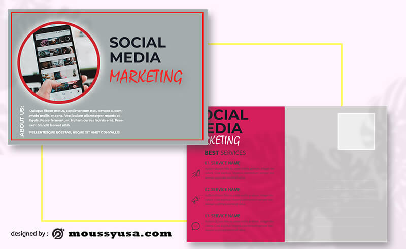 PSD Template For Social Media Marketing Postcard