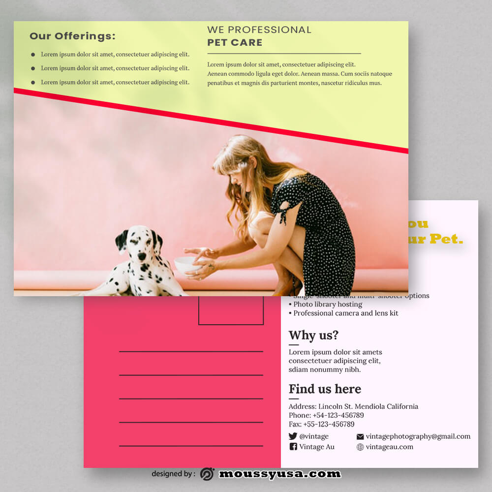 Pet Clinic Postcard Template Example