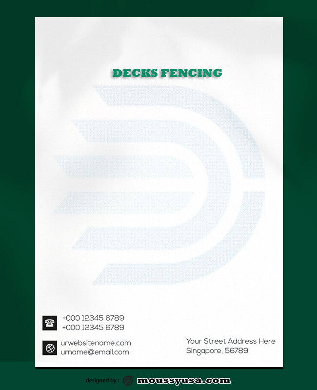 Sample Decks Fencing Letterhead Template