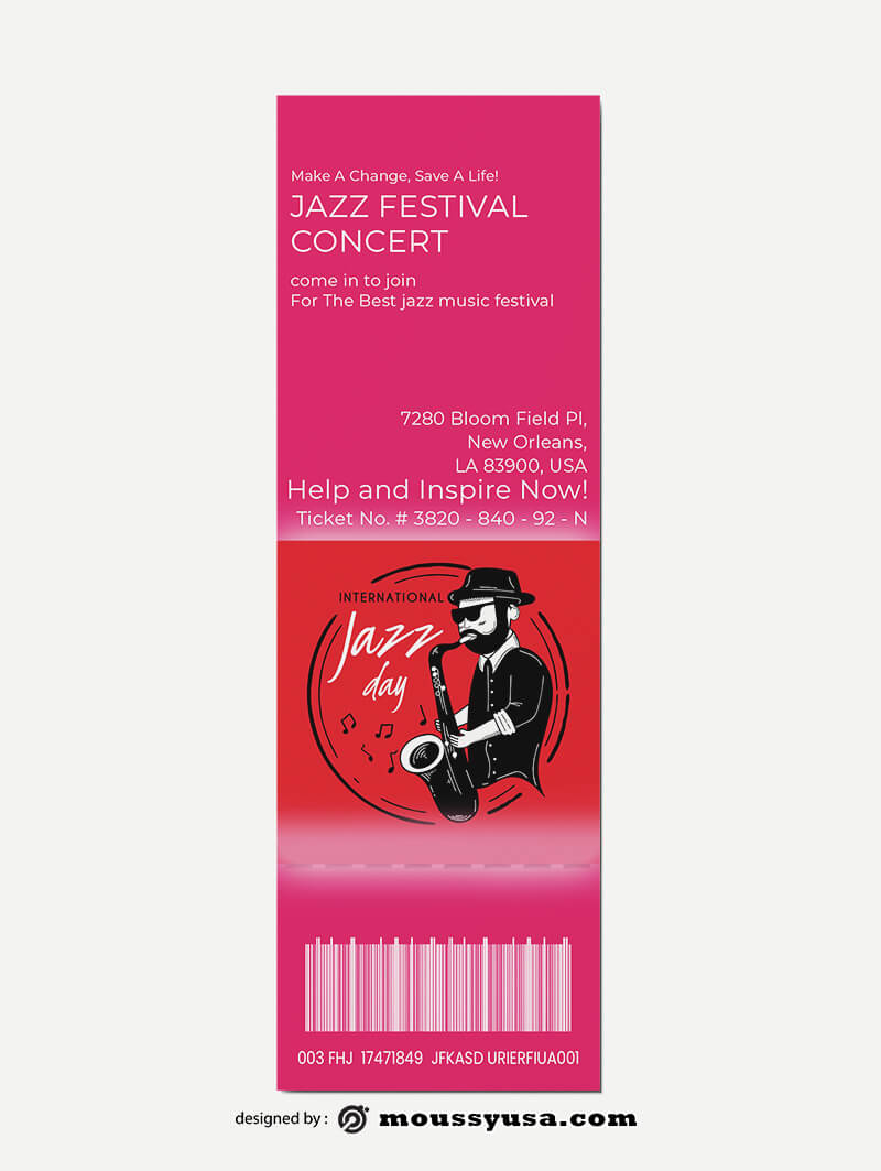 Sample Jazz Concert Ticket Templates