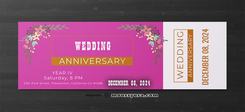 Sample Wedding Ticket Template