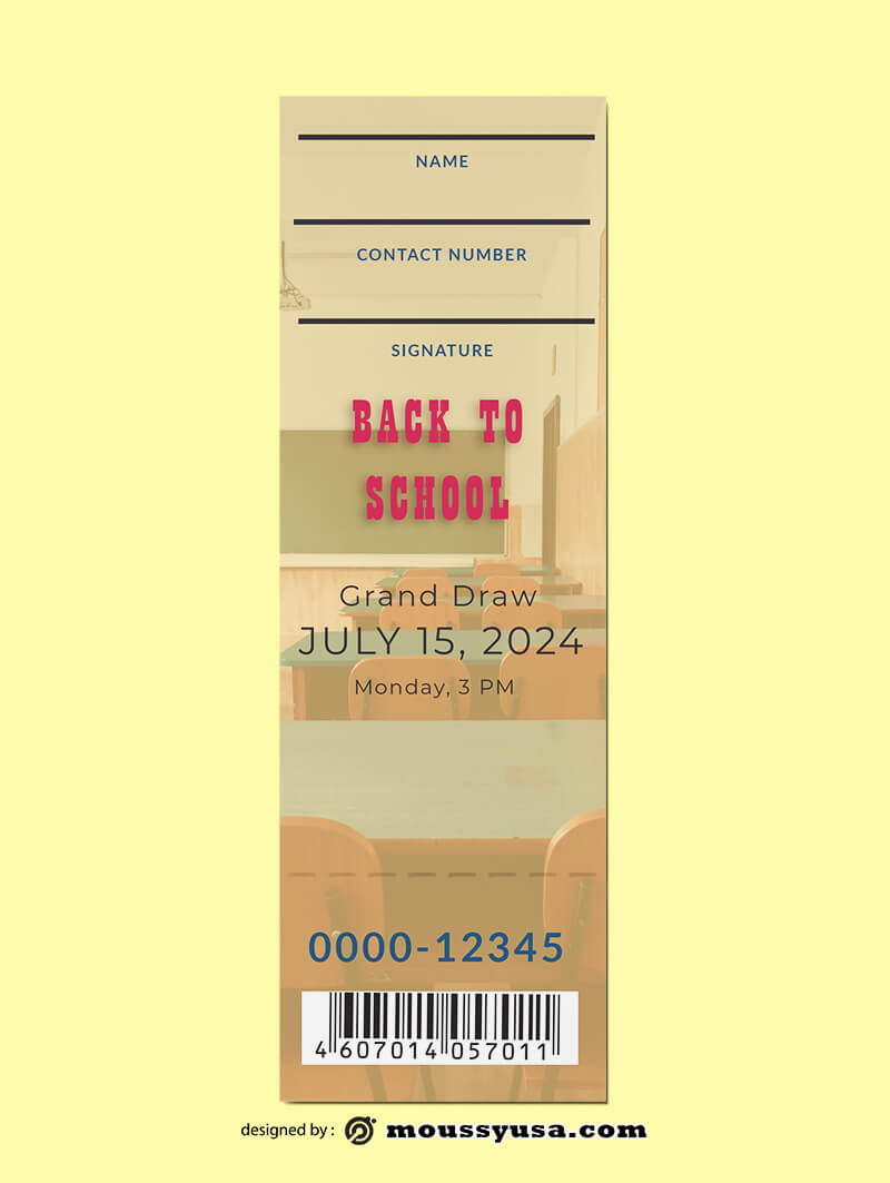 School Ticket Template Design