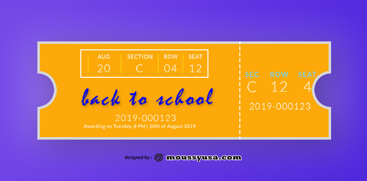 School Ticket Template Example