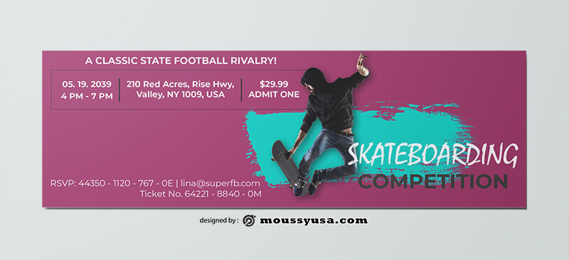 Skateboarding Ticket Design PSD