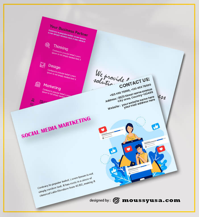 Social Media Marketing Postcard Template Design