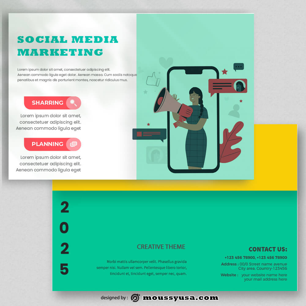 Social Media Marketing Postcard Template Example