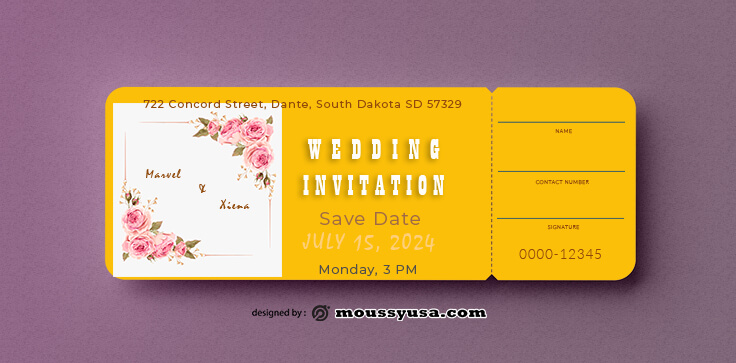 Wedding Invitation Ticket Design Template