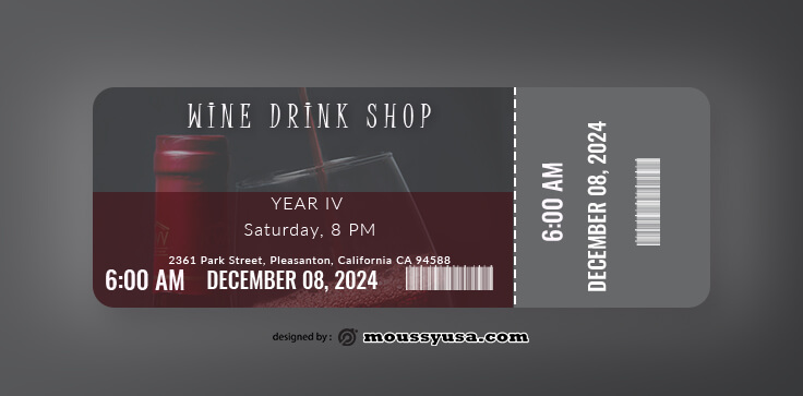 Wine Drink Ticket Template Ideas