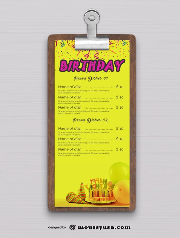 Birthday Menu Design Ideas