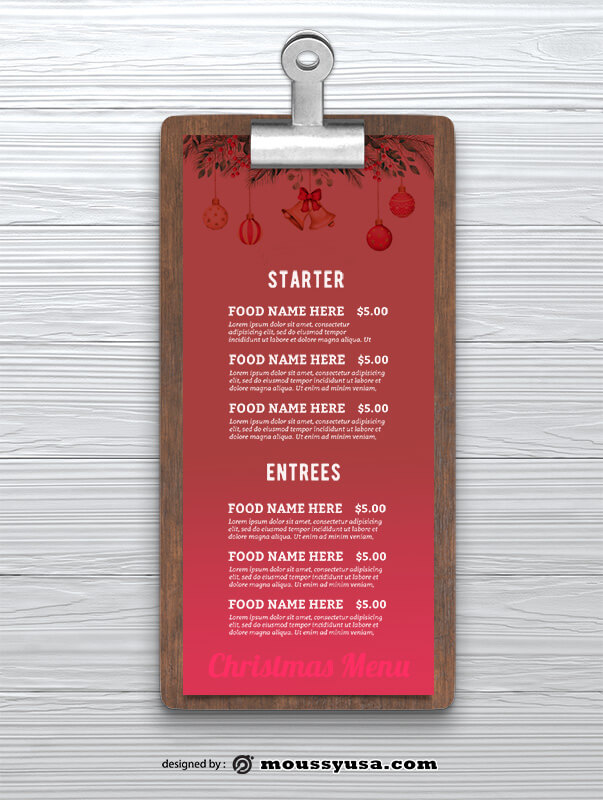 Christmas Menu templates Design