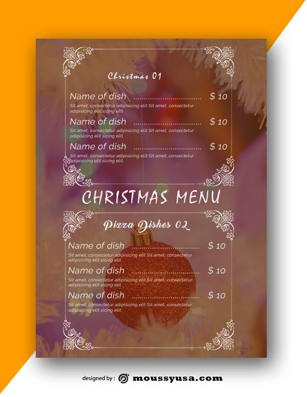 Christmas Menu templates Example