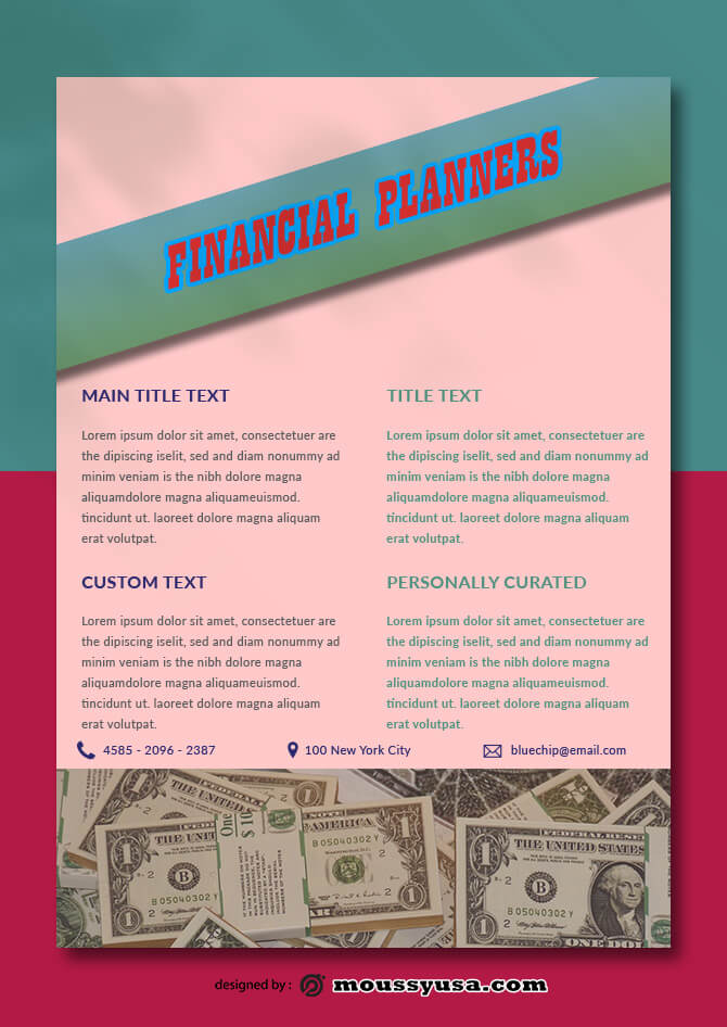 Financial Planners Data Sheet Design PSD