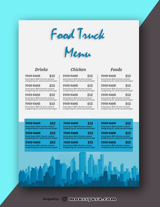 Food Truck Menu Design PSD