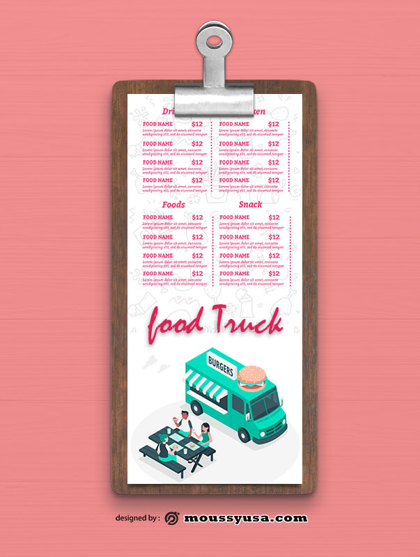 Food Truck Menu Design templates